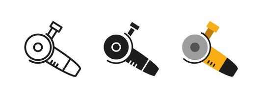 Grinder tool icon. Angle cutting illustration. Powerful electric device for metalworking, construction and DIY projects. Used in renovation, polishing and industrial applications. vector
