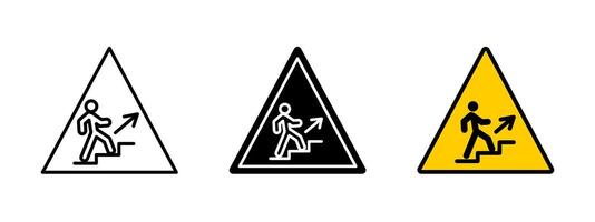 Stairs up sign icon. Directional illustration. Navigation symbol for pedestrian movement, urban wayfinding and transit guidance. vector