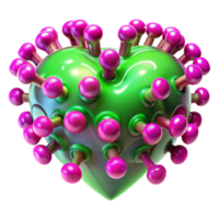 magnificent creative A swarm of nanobots forming the shape of a human heart, glowing with vibrant neon pink and green, microscopic detail, digital art style authentic png