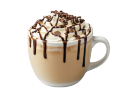A coffee drink with chocolate drizzle and whipped cream png