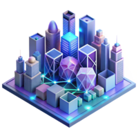 serene traditional A futuristic city skyline composed of interconnected data streams and glowing nodes, vibrant cyberpunk color palette, isometric perspective, matte painting style exclusive png