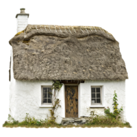Charming Rustic ThatchedRoof Cottage in Ireland with Whitewashed Walls and Wooden Door png