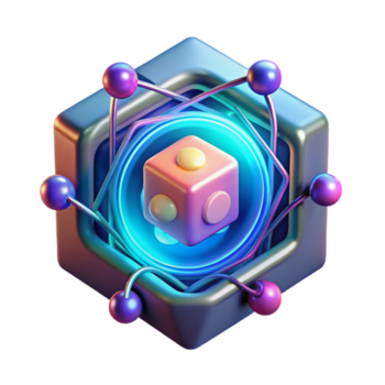 bellissimo rustico un' quantistico computer nucleo emitting flussi di leggero e dati, complesso geometrico forme, vivace e energico colore tavolozza, futuristico stile premio png