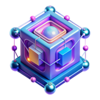 vibrant minimalist A quantum computer core emitting streams of light and data, complex geometric shapes, vibrant and energetic color palette, futuristic style 4K png