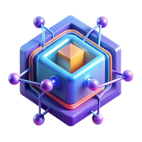 elegant modern A quantum computer core emitting streams of light and data, complex geometric shapes, vibrant and energetic color palette, futuristic style high quality png