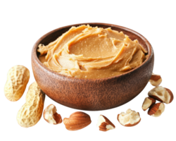 Peanut butter in a bowl with peanuts and nuts png