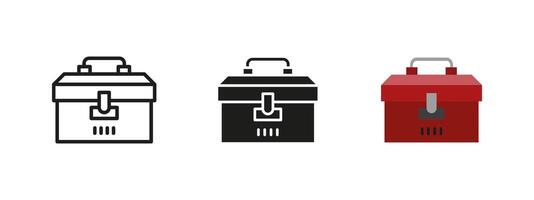 Toolbox icon. Storage container for tools illustration. Portable repair and maintenance box symbol for construction and workshop use. Industrial hardware and handyman equipment pictogram. vector