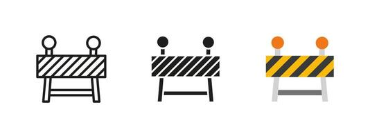 Road barrier icon. Construction safety illustration. Traffic warning and hazard prevention symbol for infrastructure and transportation. Block access, signal roadwork and ensure security. vector