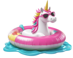 A unicorn floating in an inflatable ring png