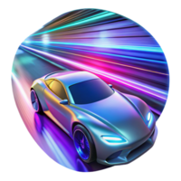 wonderful minimalist A futuristic vehicle speeding through a digital tunnel, light trails and motion blur, vibrant and dynamic colors, cyberpunk style professional png