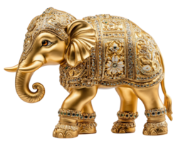 A gold elephant statue with diamonds and jewels png
