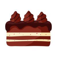 A chocolate cake with three chocolate frosting swirls on top. The cake is decorated with chocolate sprinkles and has a white filling vector