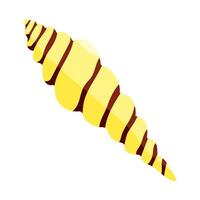 A yellow shell with brown stripes. It is a shell that is curved and has a spiral shape vector