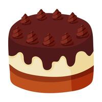 A delicious chocolate cake with a rich, creamy chocolate frosting and a generous amount of chocolate sprinkles. The cake is beautifully decorated with a variety of chocolate toppings vector