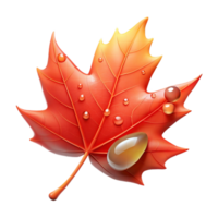 stunning rustic A single, perfect dewdrop clinging to a vibrant red maple leaf in crisp morning light, macro photography, hyperrealistic style high quality png