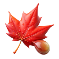impressive modern A single, perfect dewdrop clinging to a vibrant red maple leaf in crisp morning light, macro photography, hyperrealistic style original png