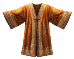 An orange robe with gold and white patterns png