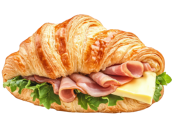 Croissant sandwich with ham and cheese png