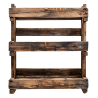 Rustic Wooden Pallet Shelf Unit with Three Shelves for Storage and Display png