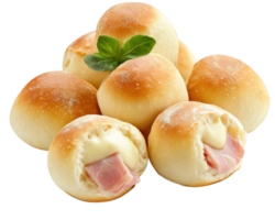 Ham and cheese rolls with a leaf on top png