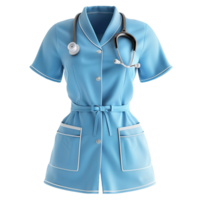 A pristine light blue medical professional uniform with a stethoscope png