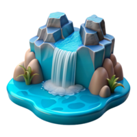 stunning creative A cascading waterfall plunging into a crystal-clear pool, dynamic lighting, realistic style premium png