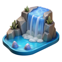 stunning modern A cascading waterfall plunging into a crystal-clear pool, dynamic lighting, realistic style detailed png