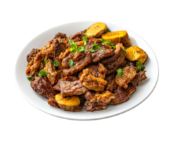 A plate of meat with potatoes and parsley png