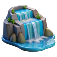 elegant vintage A cascading waterfall plunging into a crystal-clear pool, dynamic lighting, realistic style 4K png