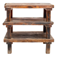 Rustic ThreeTiered Wooden Shelf A Vintage Farmhouse Style Storage Unit png
