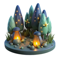 extraordinary modern A group of fireflies illuminating a dark forest, bioluminescent light, magical realism style genuine png
