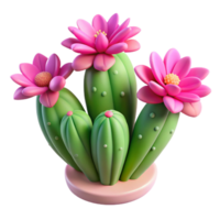 elegant artistic A desert cactus blooming with vibrant pink flowers, harsh sunlight, minimalist style high quality png