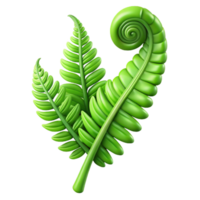 stunning contemporary A lush green fern unfurling, soft diffused light, botanical illustration style 4K png