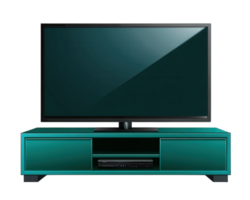 A green television stand with a flat screen png