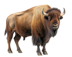 An image of a bison standing on a black background png