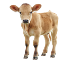 A small brown calf is standing in front of a black background png