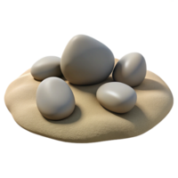 vibrant rustic A group of pebbles on a sandy beach, natural light, minimalist style professional png