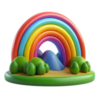 extraordinary minimalist A rainbow arching over a green valley, vibrant colors, fantasy style professional png