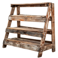 Rustic Wooden ThreeTiered Shelf Display Stand for Home Decor and Plants png