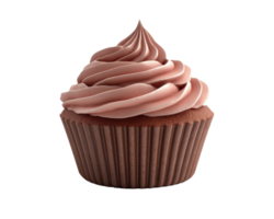 A cupcake with chocolate frosting on a black background png