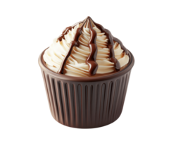 A cupcake with chocolate frosting on top png