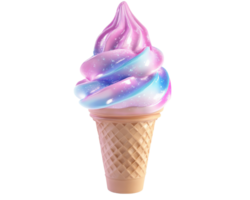 An ice cream cone with a rainbow swirl on top png