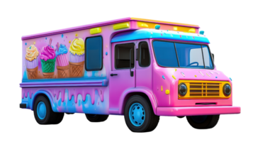 An ice cream truck with a colorful design png