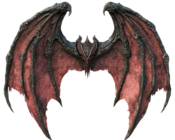 A large bat with red wings on a black background png