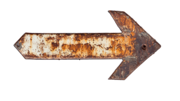An old rusty metal arrow pointing in the direction of the left png