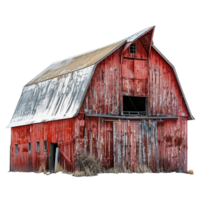 Rustic Red Barn in Winter Scenery AweInspiring Image of an Old Farm Building png