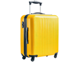 Yellow suitcase with wheels on a black background png