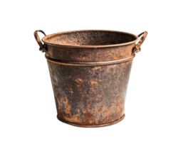 An old rusty bucket with handles on a black background png