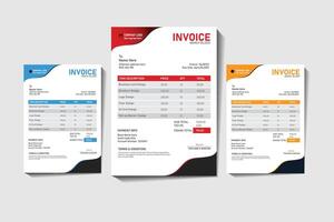 Set of three modern invoice templates . vector