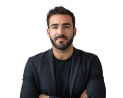 A man with a beard and a black shirt png